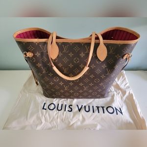 Louis Vuitton Monogram Fuchsia Pivoine Peony Pink Neverfull MM Bag